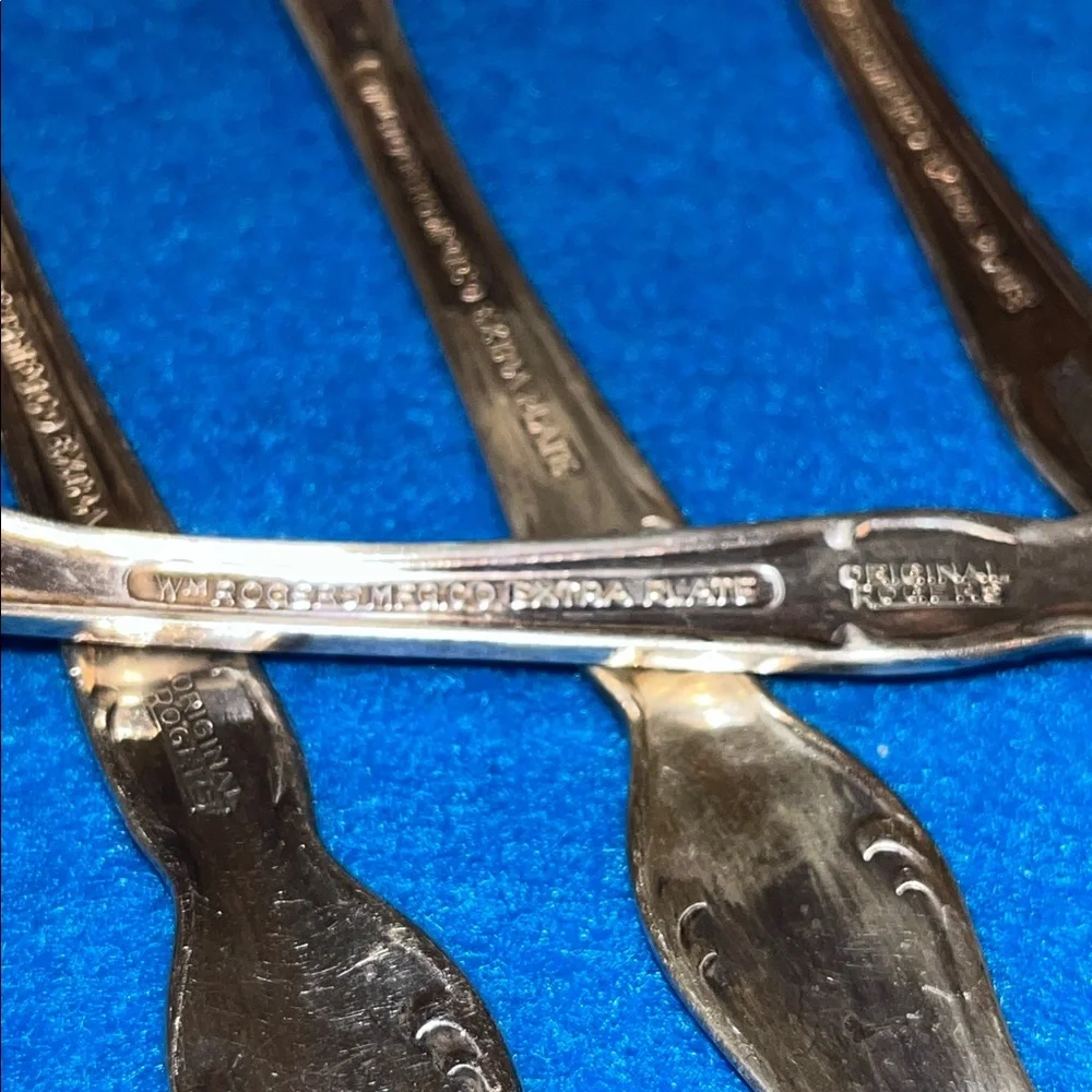 1964 VTG set of 6 dinner forks Wm Rogers Melody Camelot Silverplate Flatware GUC